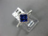 ESTATE WIDE .72CT DIAMOND & AAA SAPPHIRE 18K WHITE GOLD CLASSIC SQUARE HALO RING