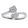 ESTATE .43CT DIAMOND 18KT WHITE GOLD INVISIBLE CRISS CROSS FRIENDSHIP LOVE RING