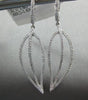 ESTATE .60CT DIAMOND 18KT WHITE GOLD 3D HANDCRAFTED OPEN LEAF HANGING EARRINGS