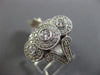 ESTATE LARGE .75CT DIAMOND 14KT WHITE GOLD 3D THREE STONE MILGRAIN FILIGREE RING