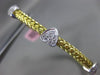 ESTATE .25CT DIAMOND 14K WHITE & YELLOW GOLD WOVEN HEART 3 STONE BANGLE BRACELET