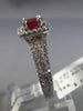 ESTATE 1.52CT DIAMOND & AAA RUBY 14KT WHITE GOLD 3D HALO CLASSIC ENGAGEMENT RING