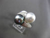 ESTATE LARGE .98CT DIAMOND & AAA MULTI PEARL 18KT WHITE GOLD DOUBLE LOVE RING