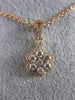 ESTATE .50CT DIAMOND 18KT ROSE GOLD 3D CLUSTER FLOWER FLOATING LOVE PENDANT