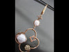 ESTATE LARGE .16CT DIAMOND & WHITE QUARTZ 14KT ROSE GOLD 4 LEAF CLOVER EARRINGS