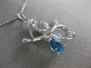 ESTATE .75CT DIAMOND & AAA PEAR SHAPE BLUE TOPAZ 14KT WHITE GOLD 3D BIRD PENDANT