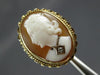 ANTIQUE LARGE .02CT DIAMOND 14KT YELLOW GOLD 3D LADY CAMEO OVAL FILIGREE RING