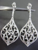 ESTATE LARGE 2.53CT DIAMOND 18K WHITE GOLD 3D FILIGREE HANGING FLOATING EARRINGS