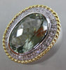 EXTRA LARGE 8.12CT DIAMOND & AAA GREEN AMETHYST 14K TWO TONE GOLD OVAL HALO RING