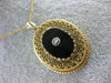 ANTIQUE LARGE OLD MINE DIAMOND & ONYX 14KT TWO TONE GOLD FILIGREE PENDANT #26413