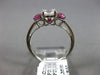 ESTATE 1.22CT DIAMOND & AAA PINK SAPPHIRE 14K WHITE GOLD 3 STONE ENGAGEMENT RING