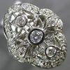 ESTATE WIDE .54CT DIAMOND 14KT WHITE GOLD FILIGREE THREE STONE ANNIVERSARY RING