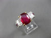 ANTIQUE PLATINUM & 18KT Y GOLD 5.18CT DIAMOND & RUBY 3 STONE ENGAGEMENT RING E/F