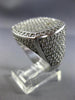 ESTATE EXTRA LARGE 3.70CT DIAMOND PLATINUM 3D CLASSIC PAVE SQUARE MENS RING E/F