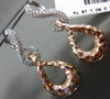 ESTATE LARGE 1.1CT DIAMOND 14KT WHITE & ROSE GOLD 3D LOVE KNOT HANGING EARRINGS