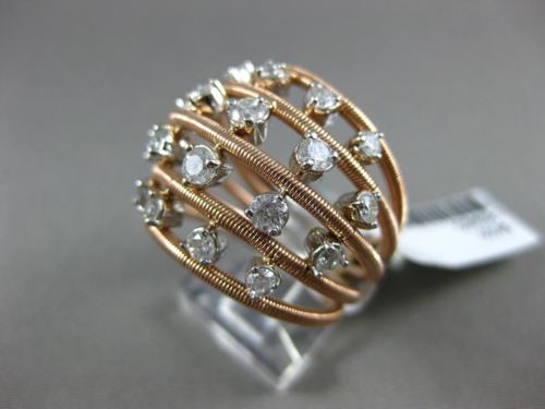 ESTATE EXTRA LARGE 1.50CT DIAMOND 14KT WHITE & ROSE GOLD 3D MULTI ROW LOVE RING