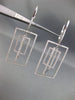 ESTATE LARGE 2.52CT DIAMOND 14KT WHITE GOLD 3D RECTANGULAR FUN HANGING EARRINGS