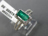 ESTATE 1.15CT DIAMOND & AAA EMERALD 14KT WHITE GOLD HALO CLASSIC ENGAGEMENT RING