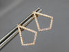 ESTATE .22CT DIAMOND 14KT ROSE GOLD 3D CLASSIC TRIANGULAR LOVE HANGING EARRINGS