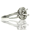 ESTATE .45CT DIAMOND 18KT WHITE GOLD 3D HALO 4 PRONG SEMI MOUNT ENGAGEMENT RING