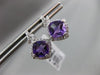 ESTATE 2.48CT DIAMOND & AMETHYST 14KT WHITE GOLD 3D SQUARE HANGING STUD EARRINGS