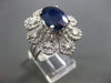 ESTATE LARGE 5.53CTW DIAMOND & AAA SAPPHIRE 14KT WHITE GOLD FLORAL RING AMAZING!