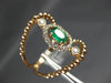 ESTATE LARGE .76CT DIAMOND & AAA EMERALD 14KT ROSE GOLD 3D OVAL BEADED FUN RING