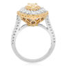 ESTATE LARGE 2.25CT WHITE & FANCY YELLOW DIAMOND 18KT GOLD HALO ENGAGEMENT RING