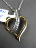 ESTATE .20CT BAGUETTE DIAMOND 14K WHITE & YELLOW GOLD FLOATING HEART PENDANT