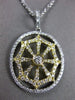 ESTATE .87CT DIAMOND 18K WHITE & YELLOW GOLD 3D SOLITAIRE SPIDER WEB FUN PENDANT