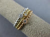 ESTATE WIDE .11CT ROUND CUT DIAMOND 18K TRI COLOR GOLD BEADED STACKABLE FUN RING