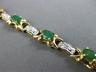 ESTATE 2.10CT DIAMOND & EMERALD 14KT YELLOW GOLD FLOWER CLASSIC TENNIS BRACELET