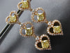ESTATE 3.58CT WHITE & FANCY YELLOW DIAMOND 18K ROSE GOLD 3D MULTI HEART EARRINGS