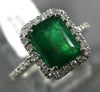 WIDE 1.92CT DIAMOND & AAA EMERALD 14KT WHITE GOLD FILIGREE HALO ENGAGEMENT RING