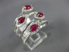 ESTATE LARGE 1.09CT DIAMOND & AAA RUBY 14K WHITE GOLD MULTI ROW ANNIVERSARY RING