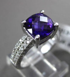 ESTATE 2.21CTW DIAMOND & AAA AMETHYST 14KT WHITE GOLD DOUBLE ROW ENGAGEMENT RING
