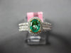 ESTATE .82CT DIAMOND & AAA OVAL CUT EMERALD 18K 2 TONE GOLD HALO ENGAGEMENT RING