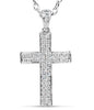 ESTATE .30CT ROUND CUT DIAMOND 18KT WHITE GOLD 3D CLASSIC CROSS FLOATING PENDANT