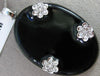 ESTATE LARGE .45CT DIAMOND & AAA BLACK ENAMEL 14K WHITE GOLD FLOWER LOVE PENDANT