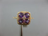 ESTATE 1.17CT DIAMOND & AAA AMETHYST 14KT ROSE GOLD 3D SQUARE FLOWER LOVE RING