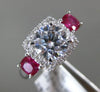 ESTATE 2.05CT DIAMOND & AAA RUBY 14KT WHITE GOLD SQUARE CLASSIC ENGAGEMENT RING