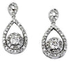 ESTATE .80CT ROUND DIAMOND 14KT WHITE GOLD 3D TEAR DROP CLUSTER HANGING EARRINGS