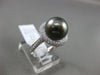 ESTATE LARGE .44CT DIAMOND 14KT WHITE GOLD 3D AAA TAHITIAN PEARL PAVE HALO RING