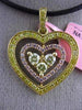 ESTATE LARGE 1.0CT PINK & FANCY DIAMOND 18TK YELLOW & ROSE GOLD 3D HEART PENDANT