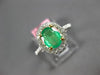 ESTATE 1.08CT DIAMOND & AAA EMERALD 18KT TWO TONE GOLD 3D HALO ENGAGEMENT RING