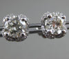 ESTATE 1.73CT DIAMOND 18KT WHITE GOLD SOLITAIRE HALO SQUARE FLOWER STUD EARRINGS