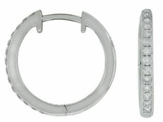 ESTATE SMALL .30CT DIAMOND 14KT WHITE GOLD 3D CLASSIC ROUND HUGGIE HOOP EARRINGS