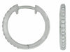 ESTATE SMALL .30CT DIAMOND 14KT WHITE GOLD 3D CLASSIC ROUND HUGGIE HOOP EARRINGS