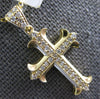 ESTATE .28CT DIAMOND 14KT YELLOW GOLD 3D CLASSIC FILIGREE CROSS PENDANT