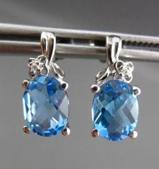 ESTATE 2.12CTW DIAMOND & AAA EXTRA FACET BLUE TOPAZ 14KT WHITE GOLD EARRINGS